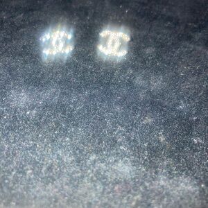 Chanel Silver Logo Earrings